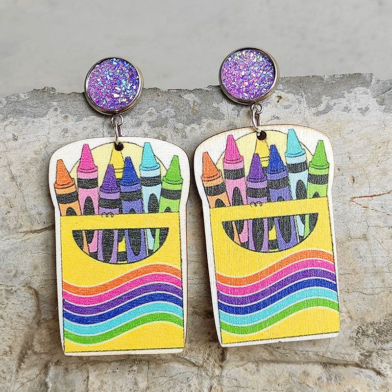 Crayon Cute Cat Color Earrings