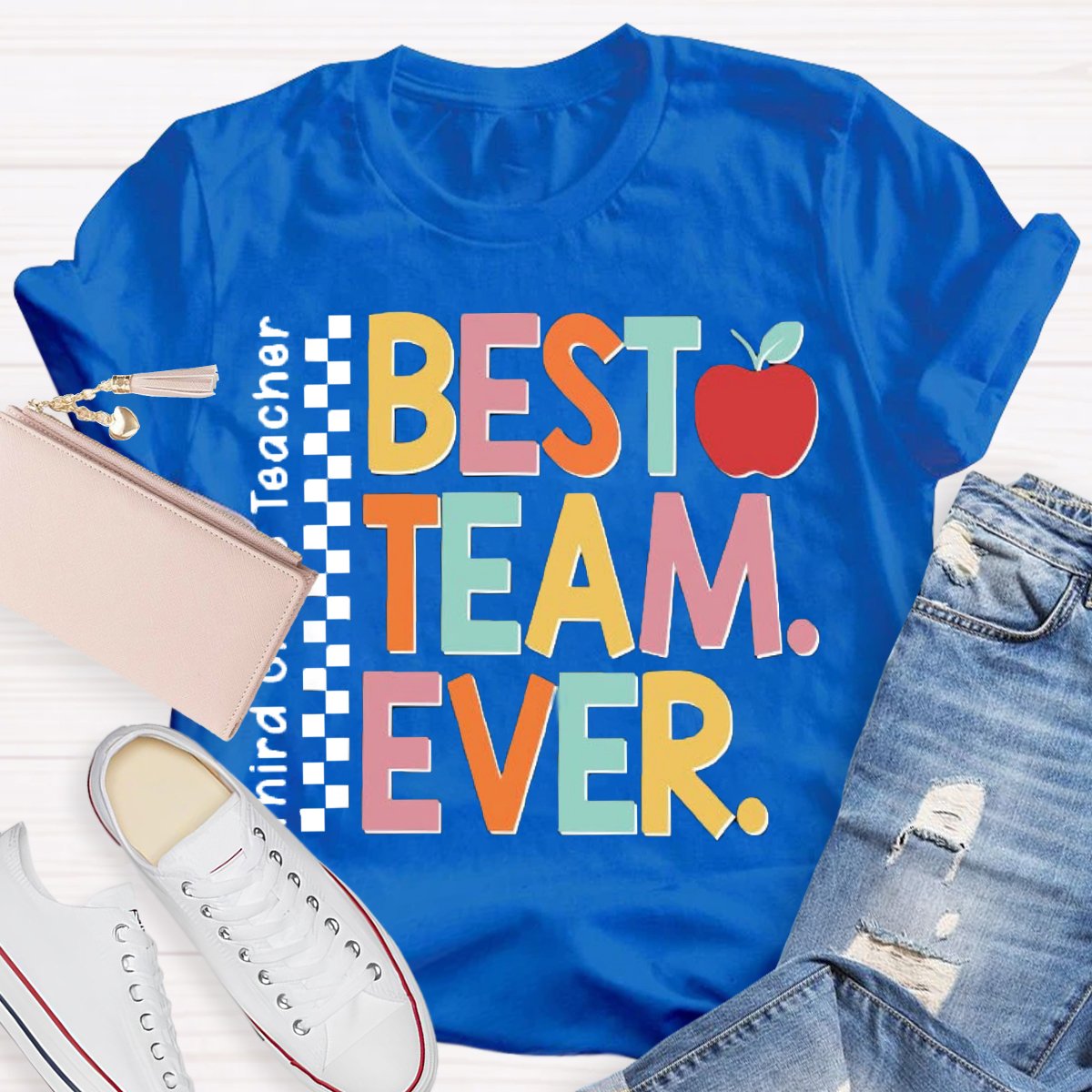 Personalized Team Name Or Job Title Apple Print Teacher Shirt