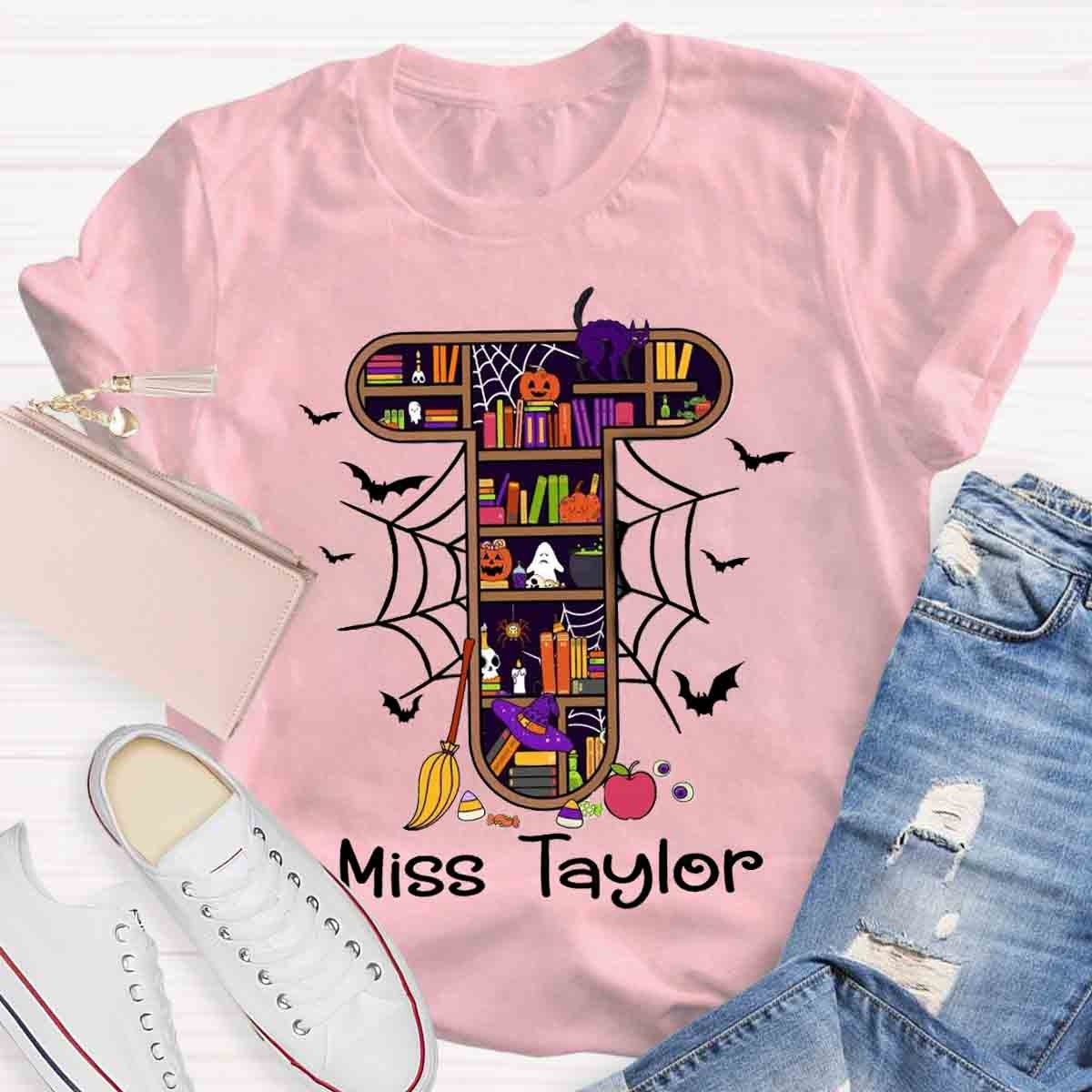 Personalized Name Halloween Spooky Teacher T-Shirt