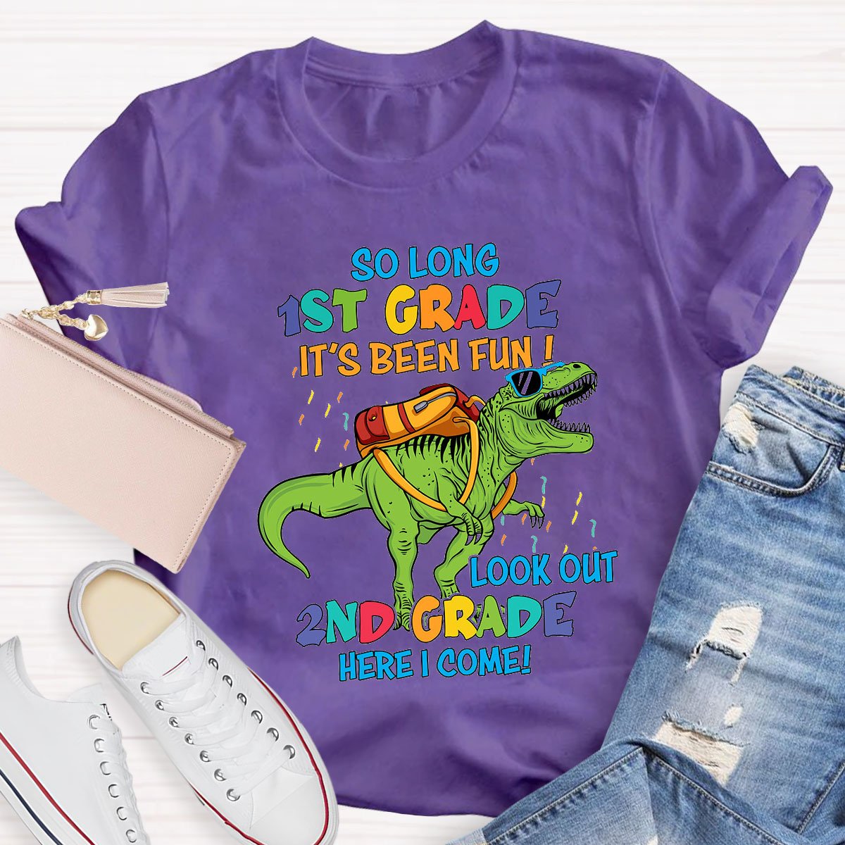 Personalized Grade Dinosaur Carrying A Schoolbag T-Shirt