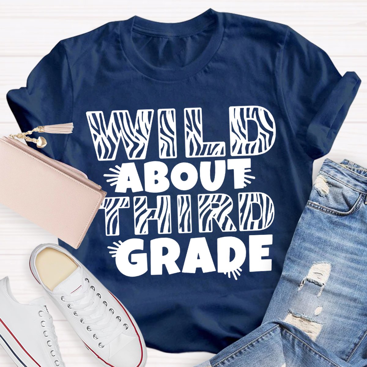 Personalized Wild About Third Grade Teacher Shirt