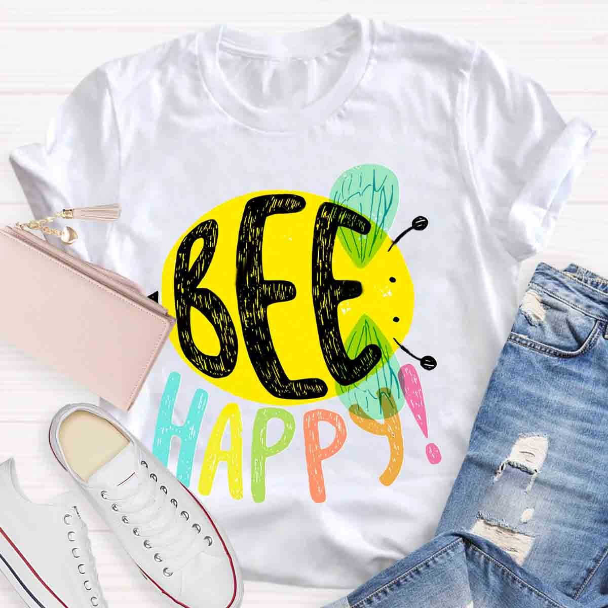 Bee Happy Cute Teacher T-Shirt