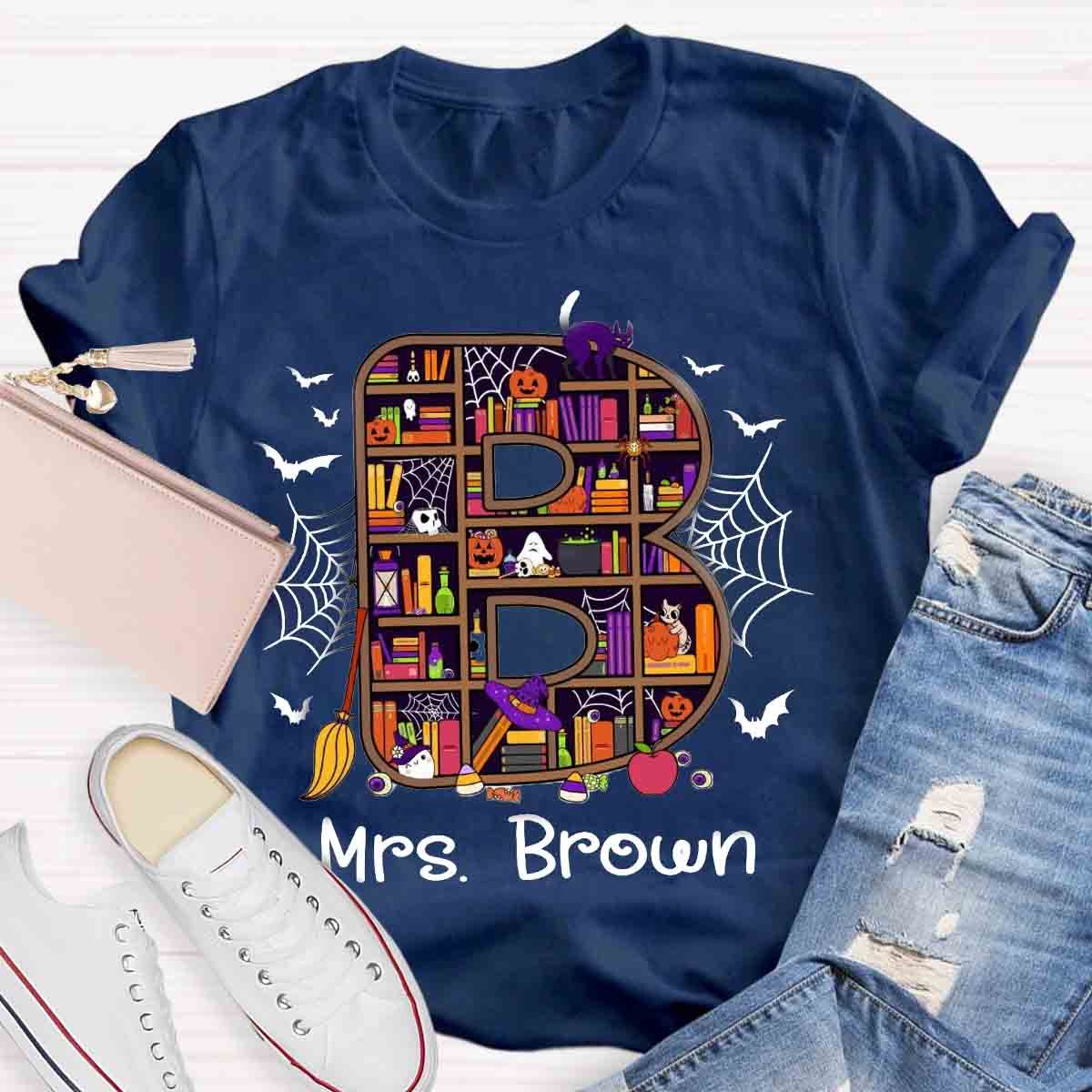 Personalized Name Halloween Spooky Teacher T-Shirt