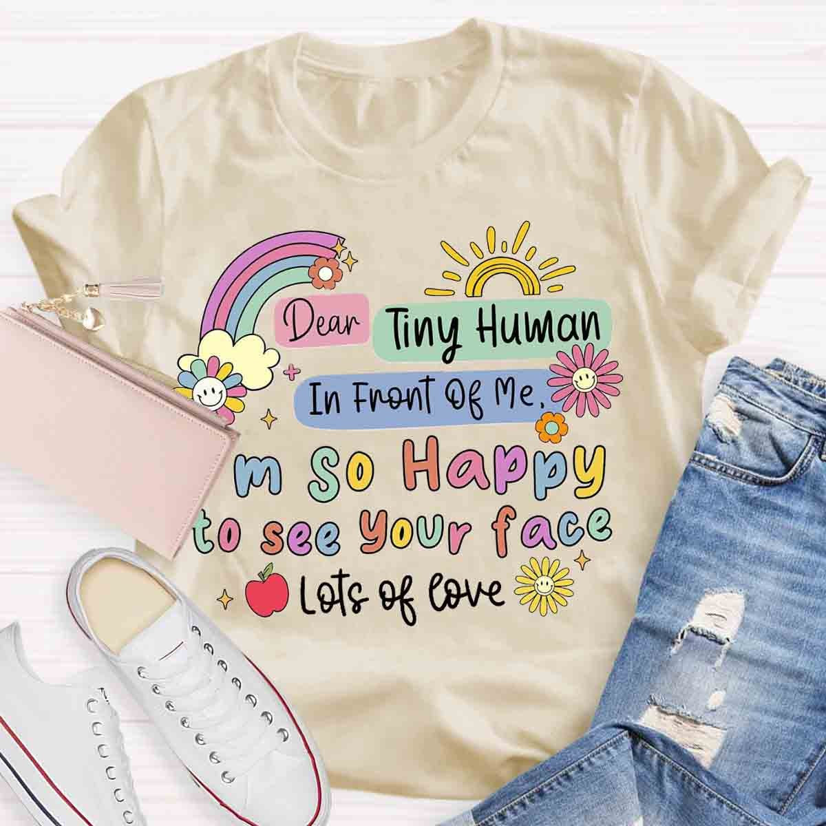 So Happy To See Your Face Teacher Casual Print T-shirt