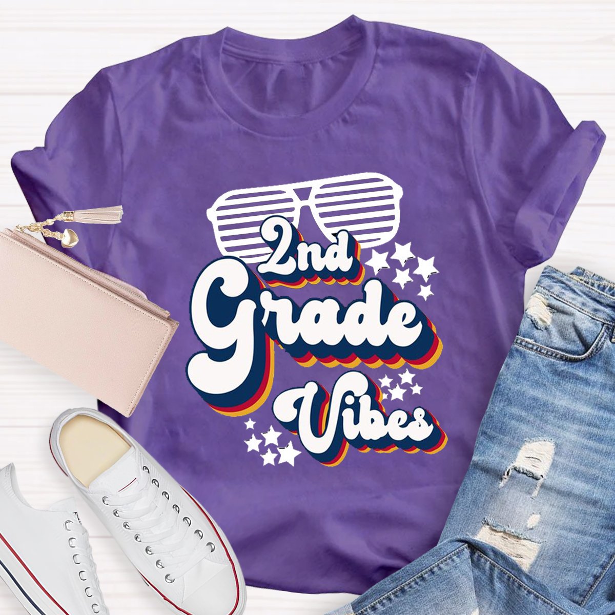 Personalized 2nd Grade VibesTeacher Shirt