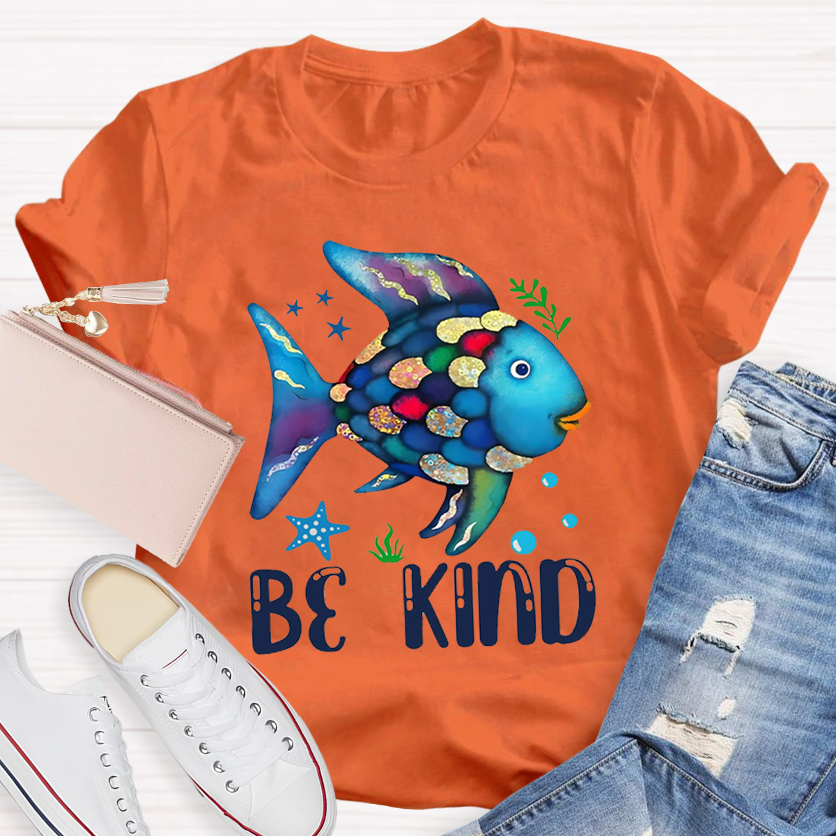 Be Kind Colorful Fish Swimming T-Shirt