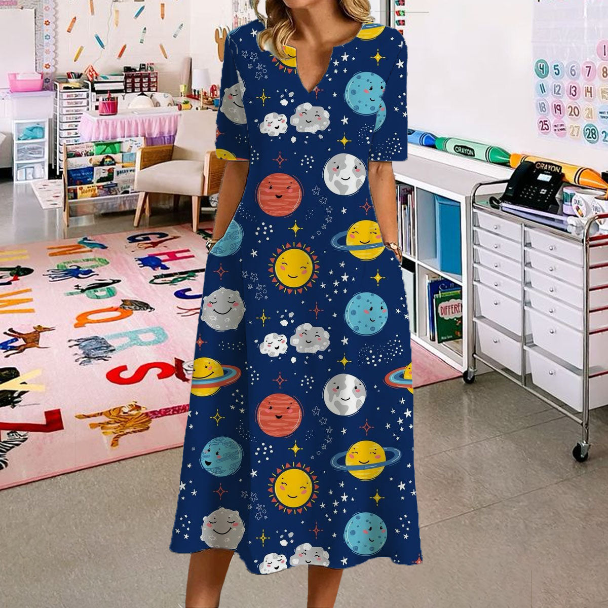 Blue Solar System Dress