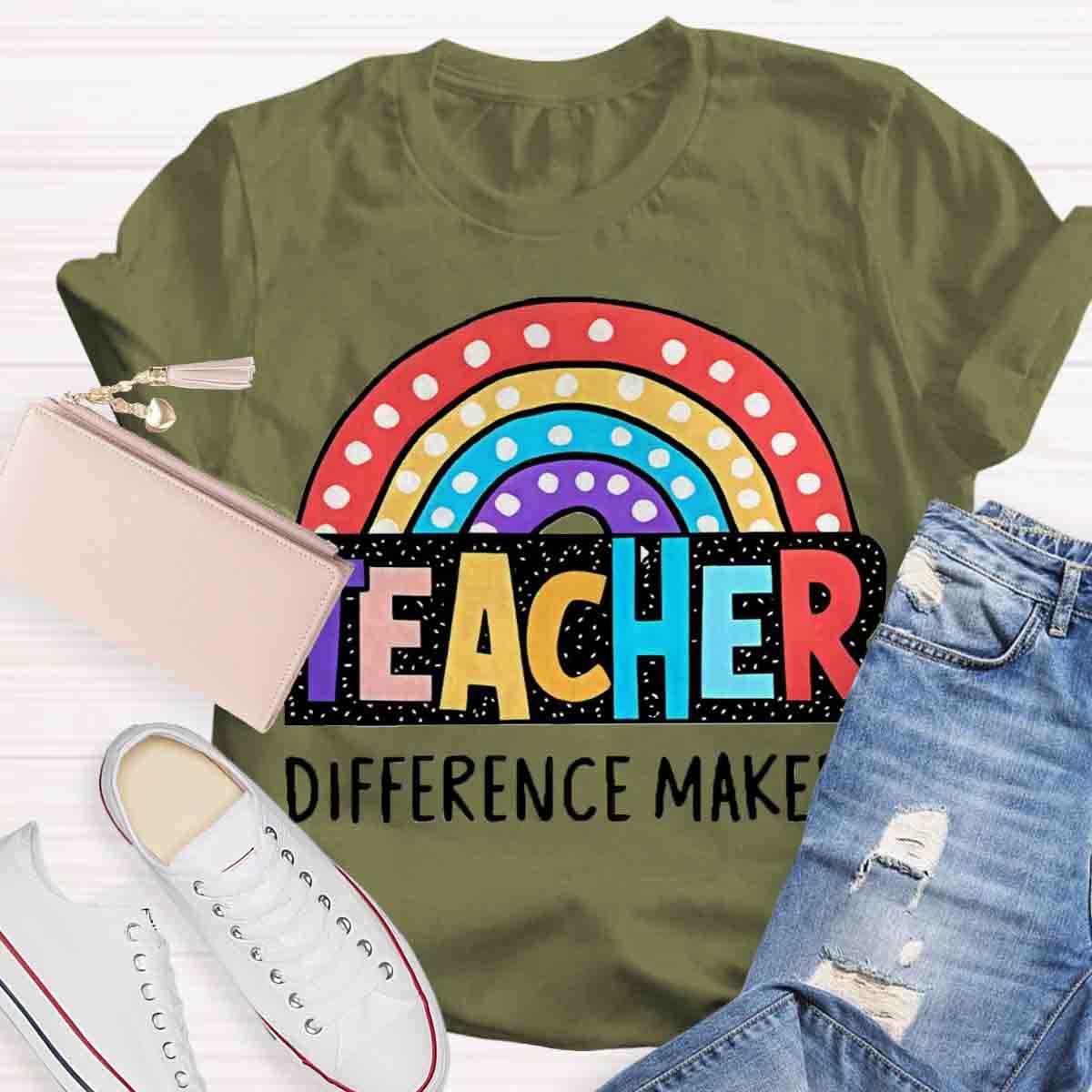 Rainbow Teacher Difference Maker T-Shirt