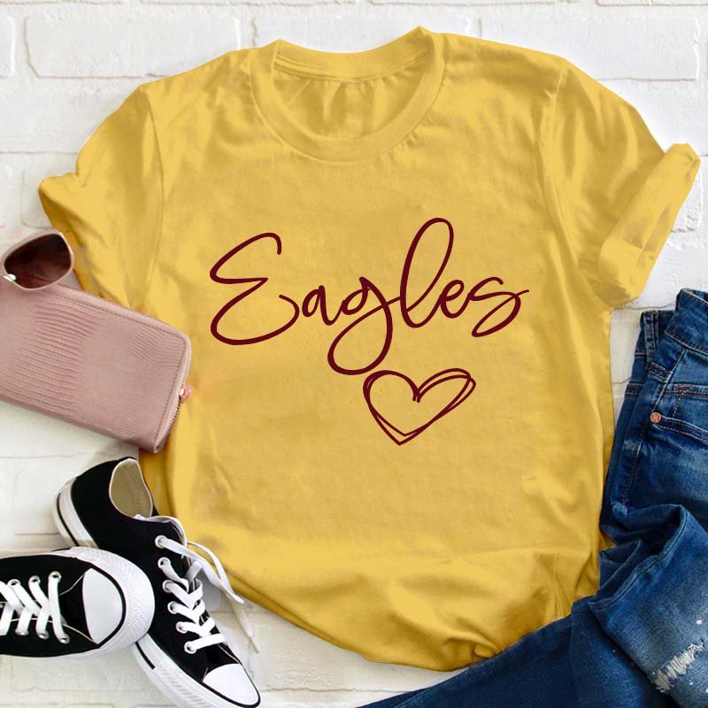 Personalized Name Mascot Heart Teacher T-Shirt