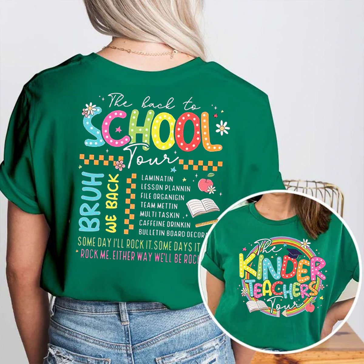 Personalized Grade Back To School Double Print Teacher T-Shirt