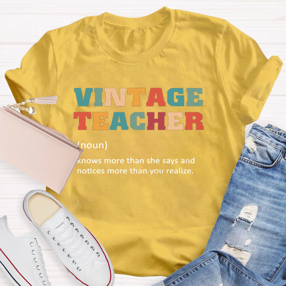 Vintage Teacher Print Graphic T-shirt