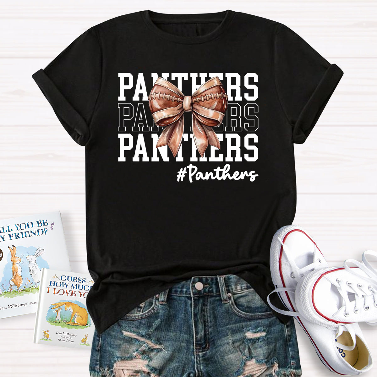 Cheer Mascot  Panthers Bow T-Shirt