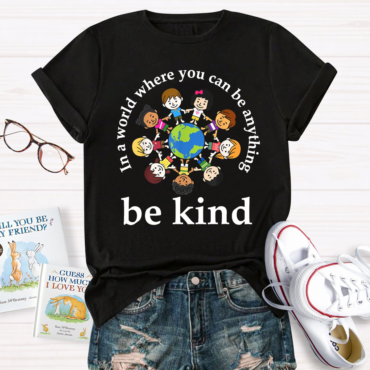 In A World Where You Can Be Anything Be Kind Teacher T-Shirt