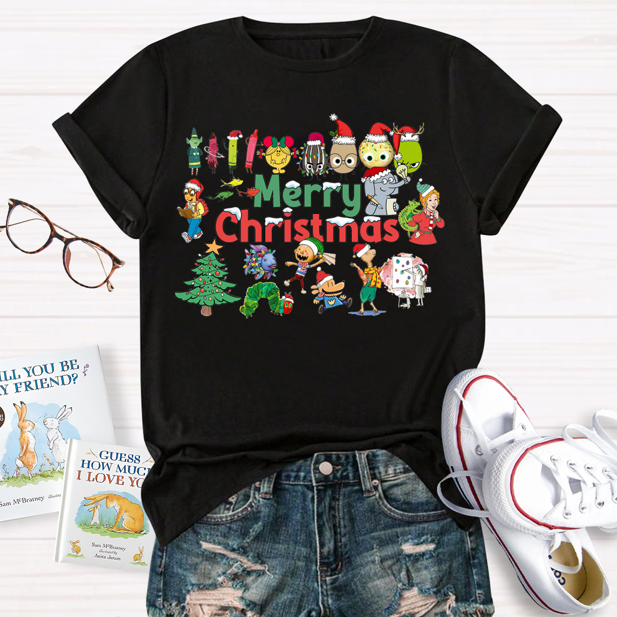 Merry Christmas Character Illustrations in Picture Books T-Shirt