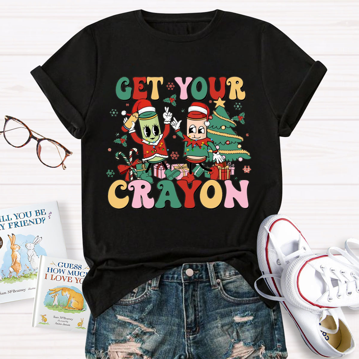 Christmas Get Your Crayon Art Teacher  T-Shirt