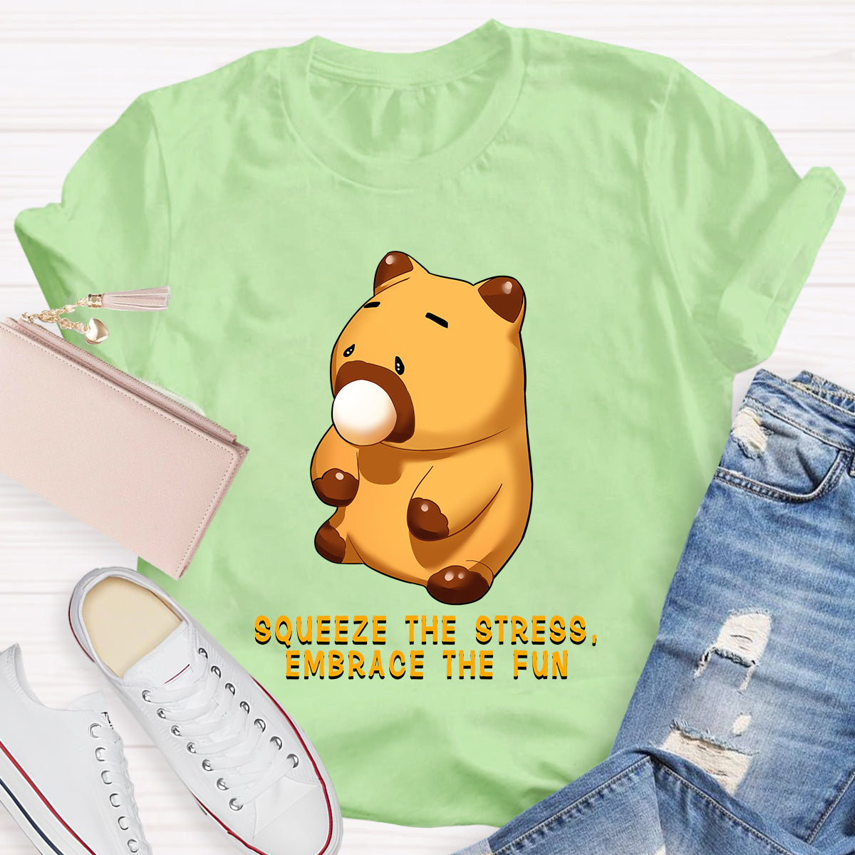 Squeeze The Stress, Embrace The Fun Capybara T-Shirt