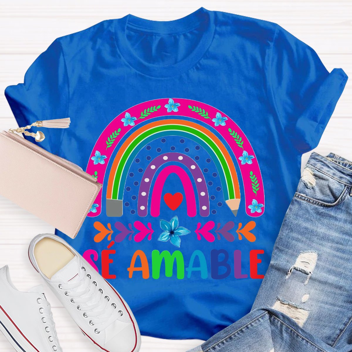 Sé Amable Rainbow Bilingual Teacher Shirt