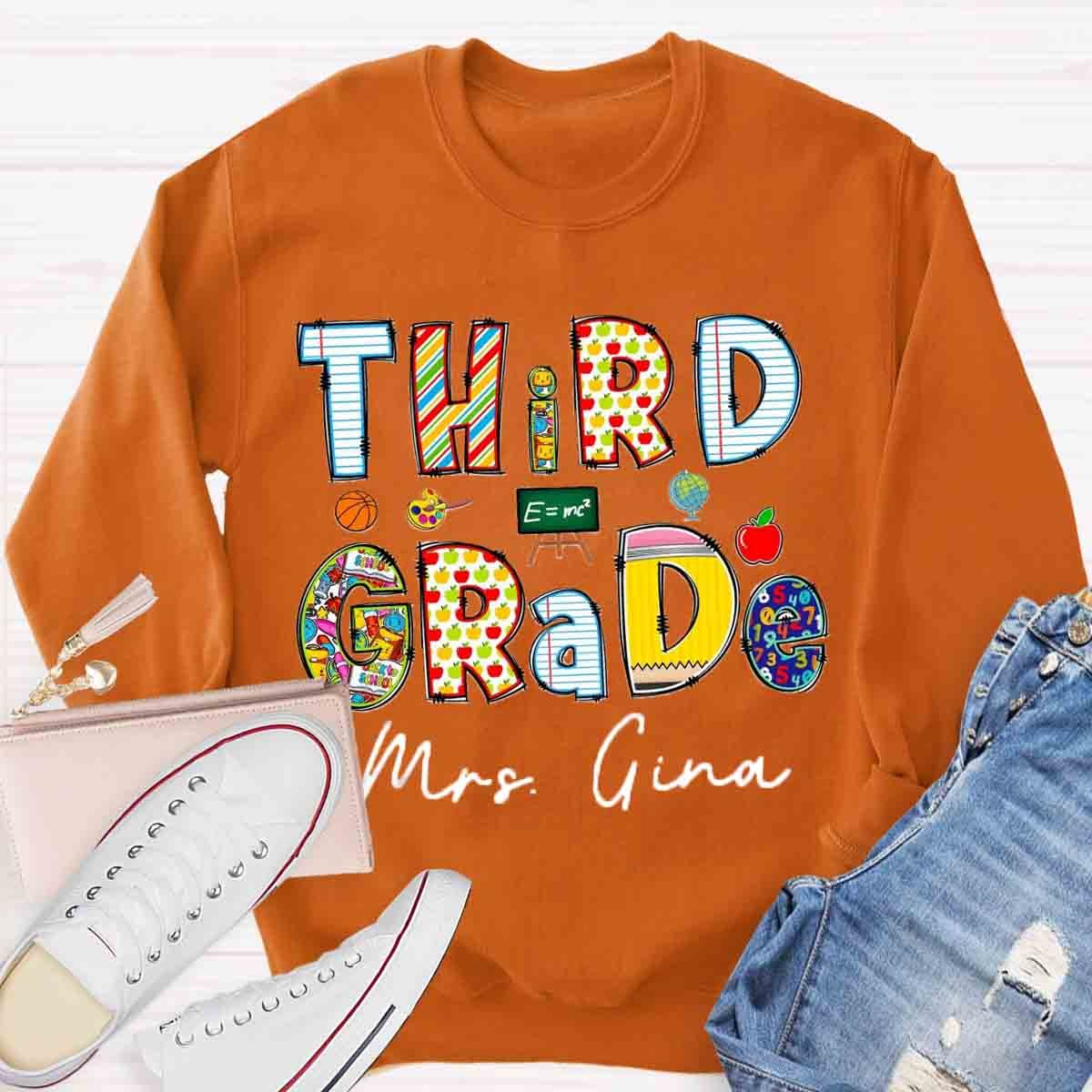 Personalized Grade And Name Teachers Sweatshirt