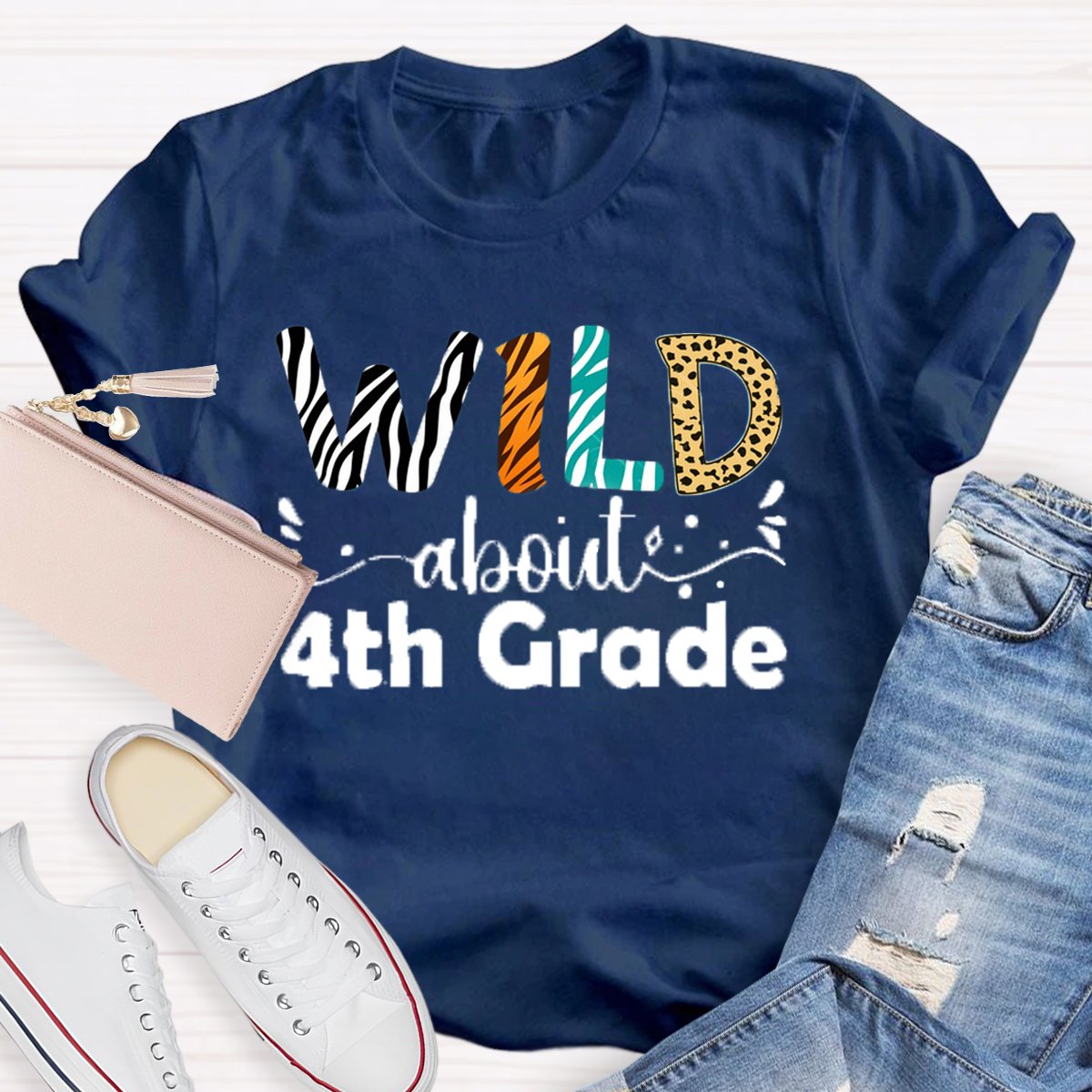 Personalized Grade Wild About 4th Grade Back To School Teacher Shirt