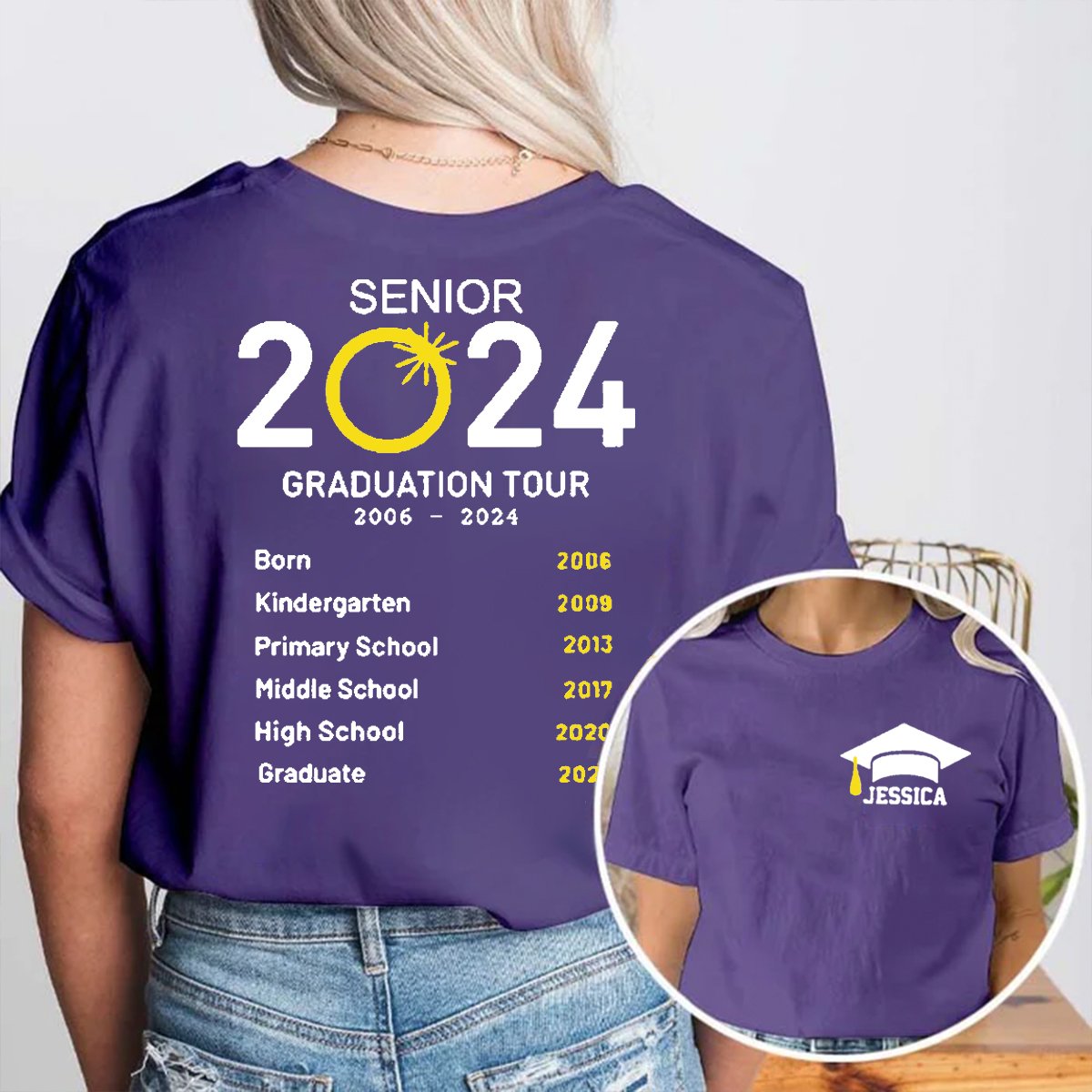 Personalized Graduation Tour Teacher Two Sided T-Shirt