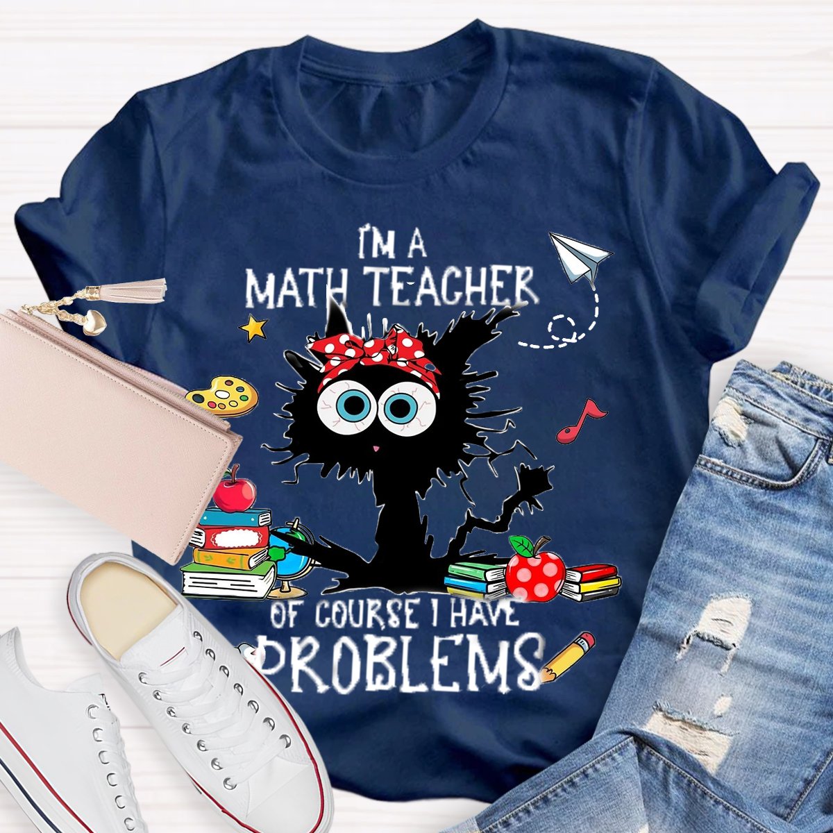 I'm A Math Teacher Exploding Cat Teacher T-Shirt