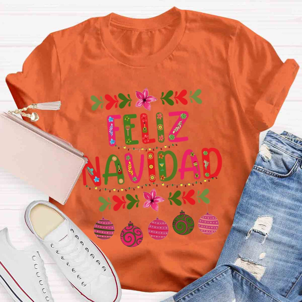 Feliz Navidad Christmas Spanish Teacher T-Shirt