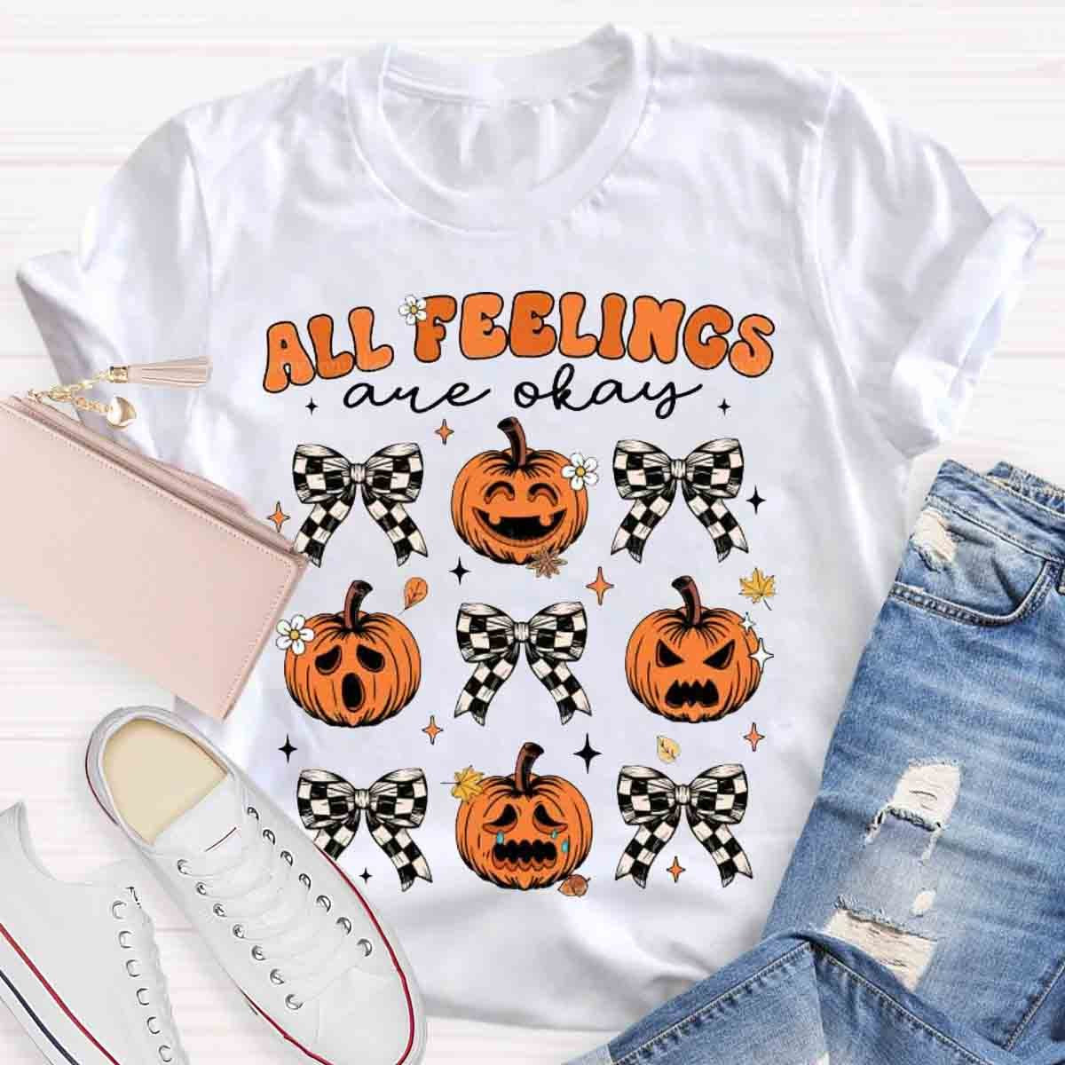 All Feelings Are Okay School Psych Ghost Pumpkin Shirt