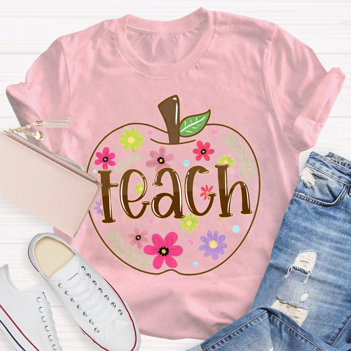 Apple Flowers Teachers T-Shirt