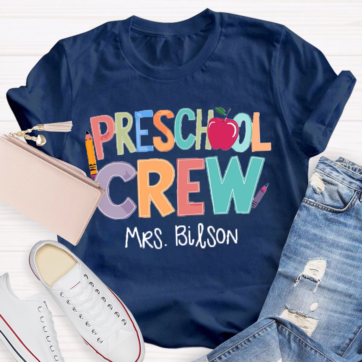 Personalized Name Preschool Crew Shirt