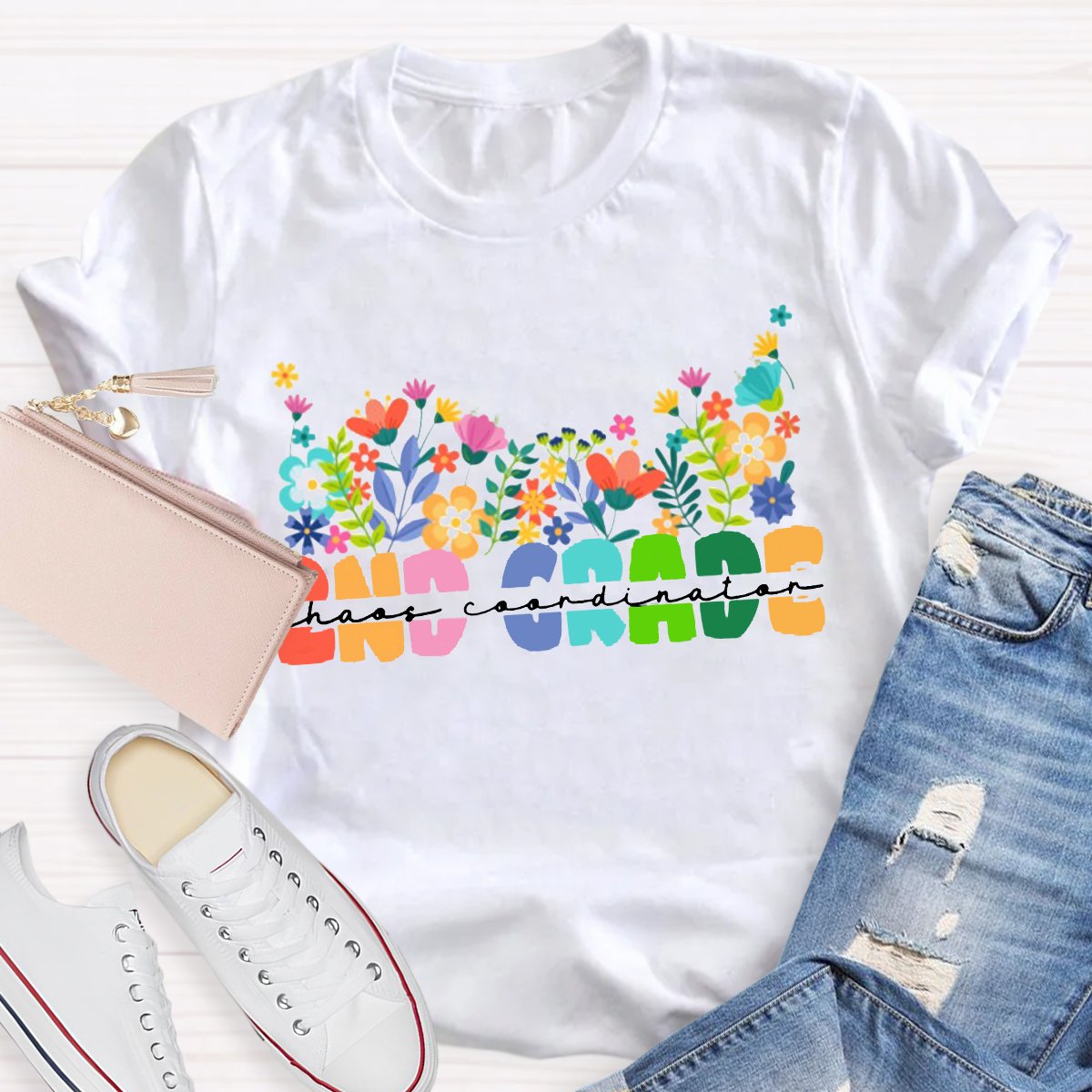 Personalized Colorful Flower Teacher Shirt