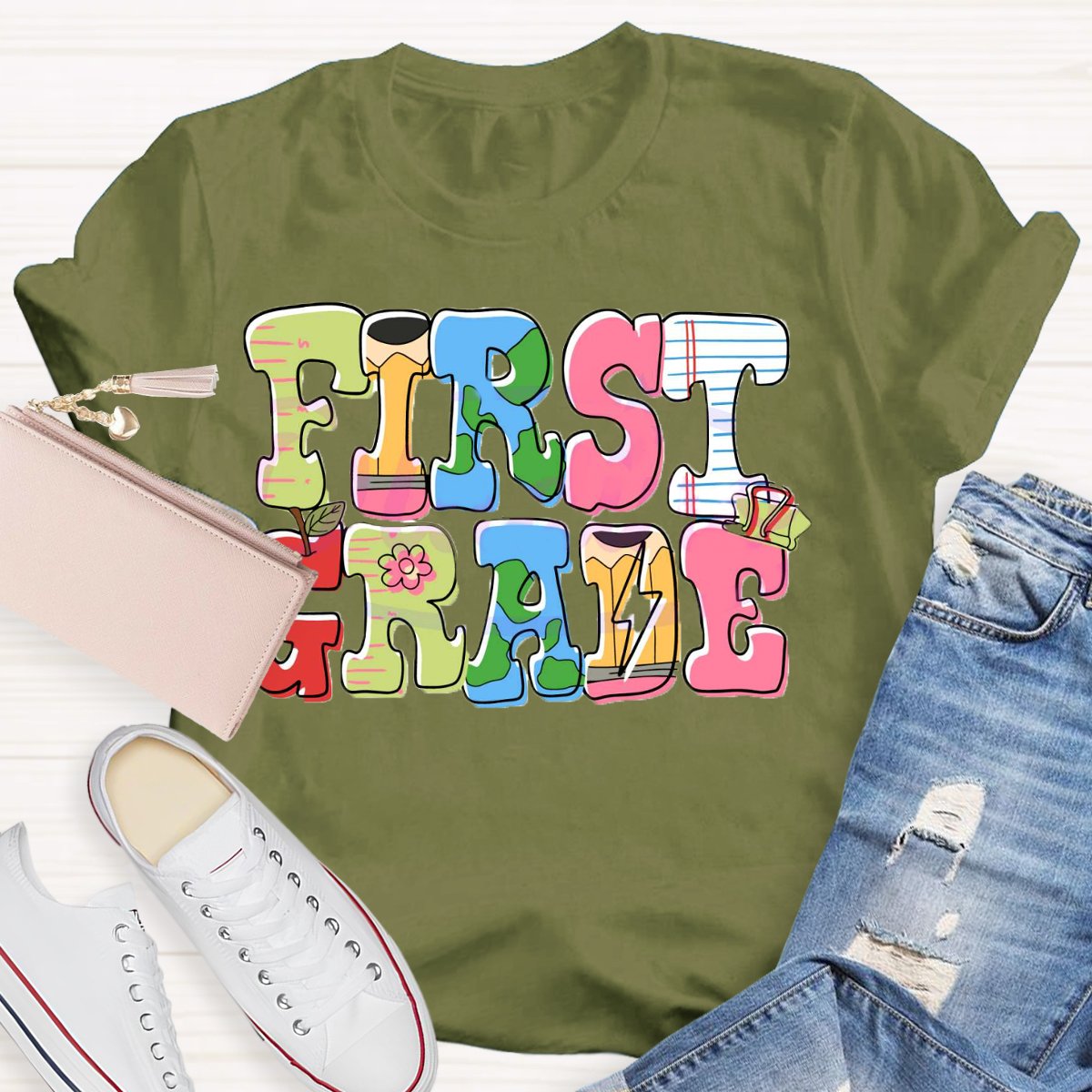 Personalized Grade First Grade Student Back To School T-Shirt