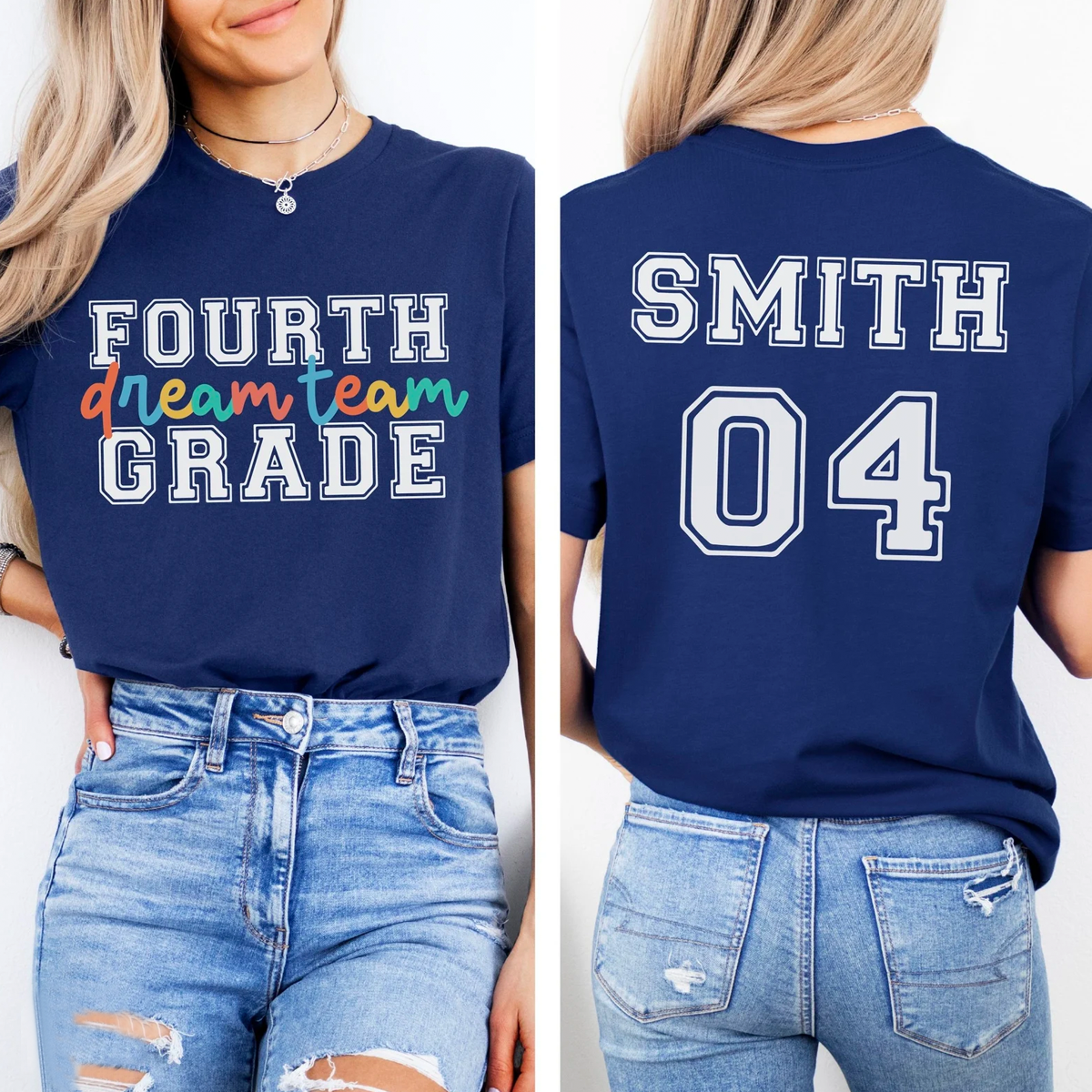 Personalized Your Grade Number And Name Teacher Back to School T-Shirt