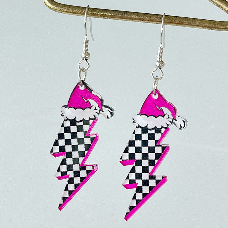 Pink Christmas Football Earrings