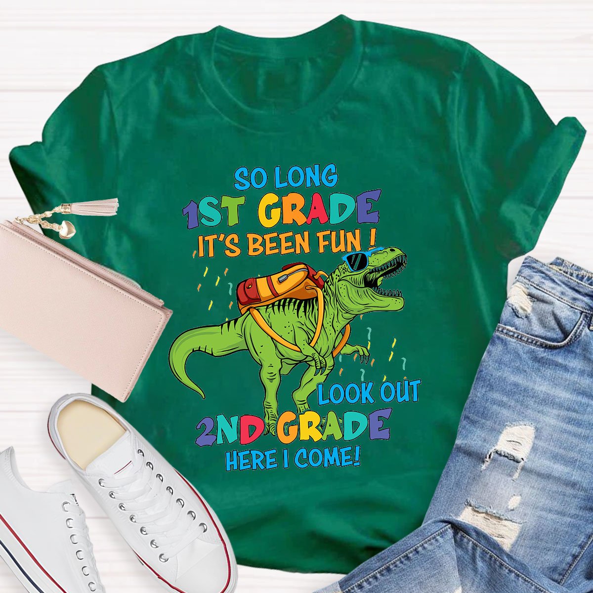 Personalized Grade Dinosaur Carrying A Schoolbag T-Shirt