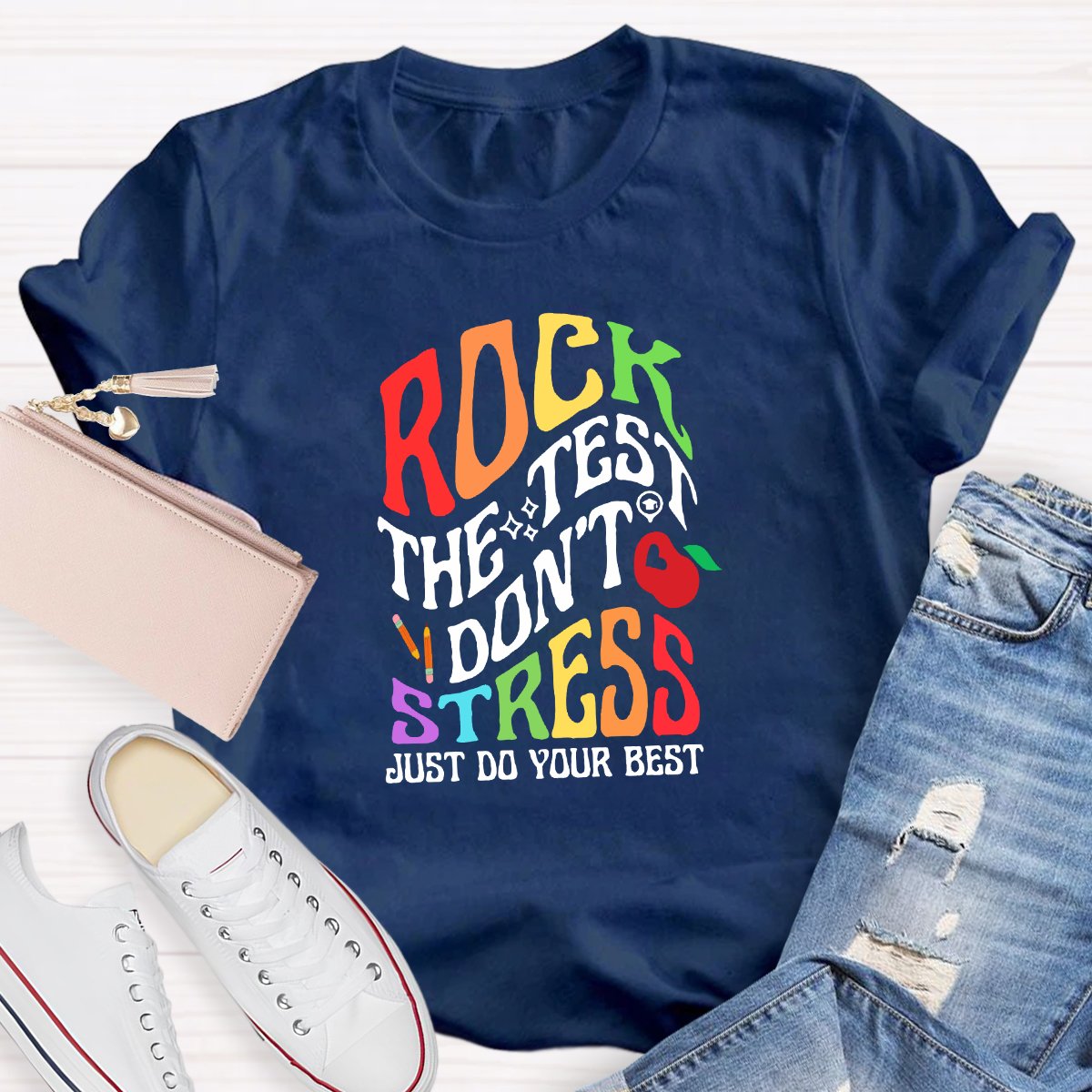 Rock The Test Don't Stress Teacher Shirt