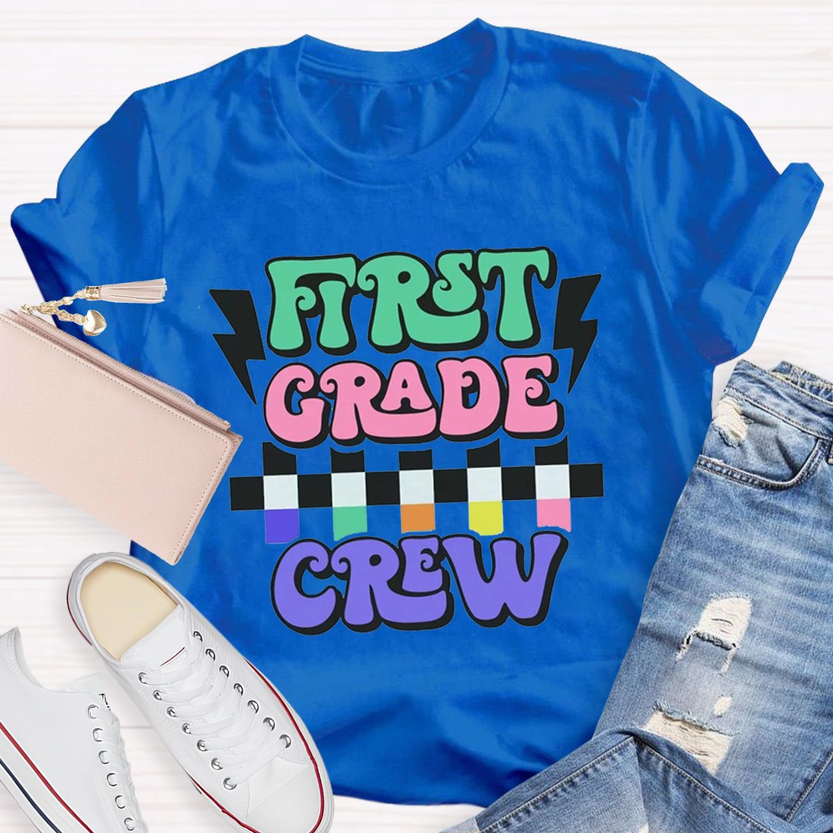 Personalized First Grade Crew Teacher Shirt