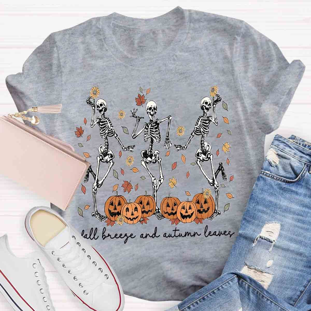 Halloween Dancing Skeletons Spooky Fall Shirt