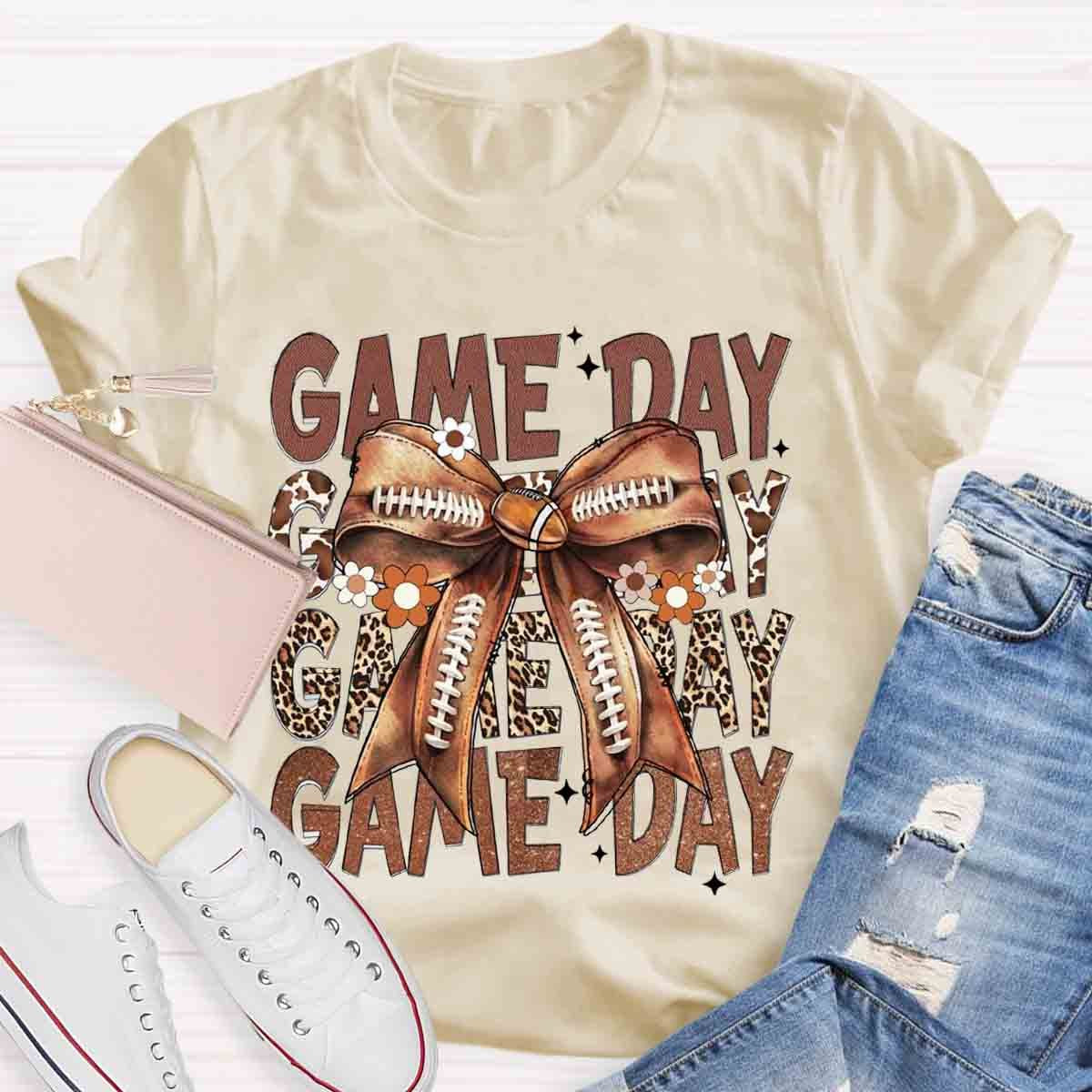 Game Day Football Bow T-Shirt