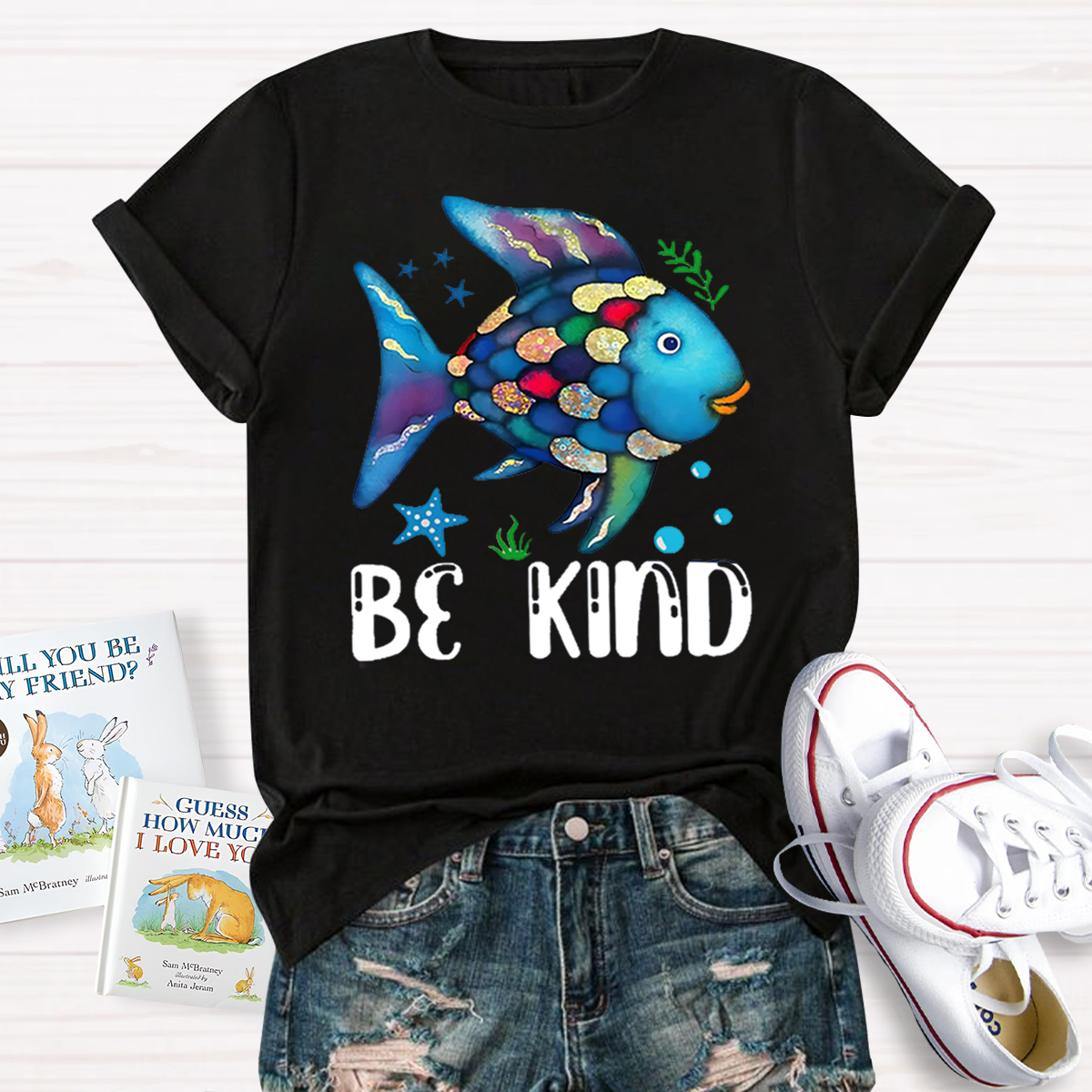 Be Kind Colorful Fish Swimming T-Shirt