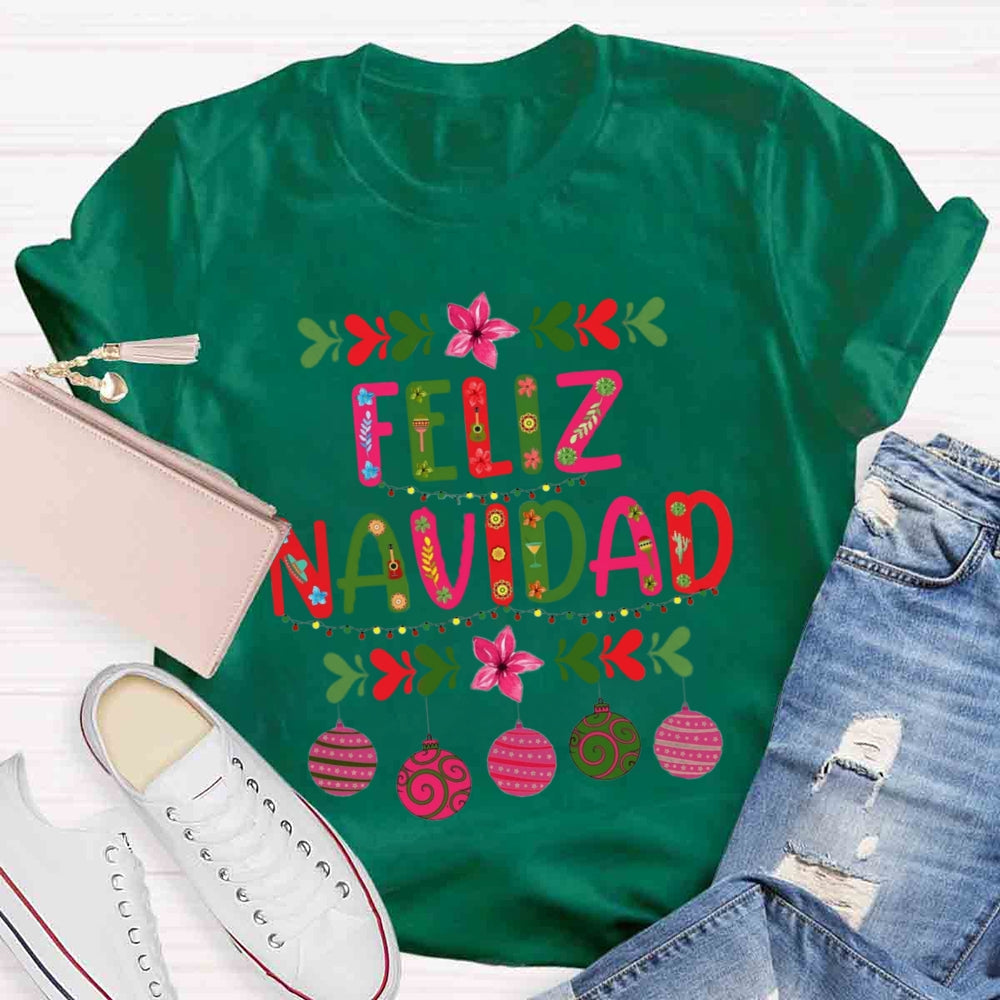 Feliz Navidad Christmas Spanish Teacher T-Shirt