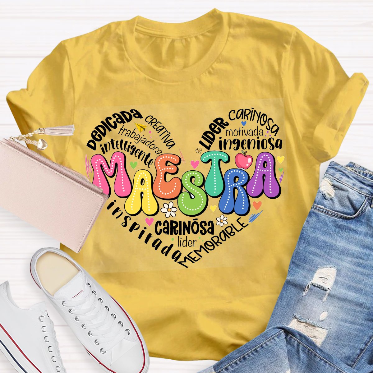 Maestra Spanish Teacher Heart T-Shirt