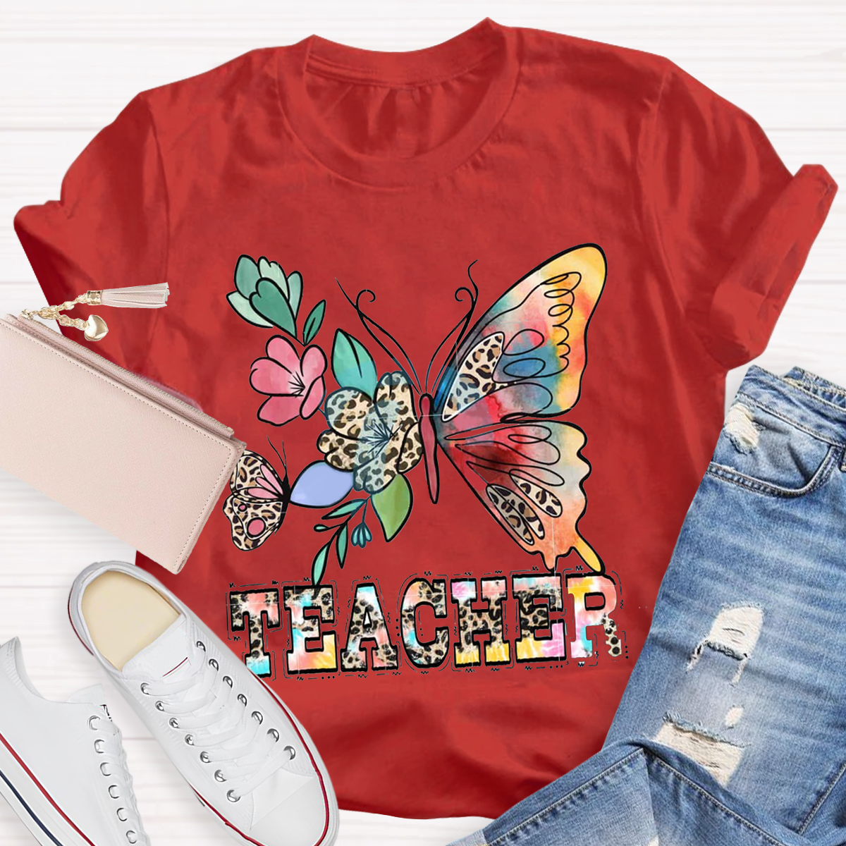 Teacher Life Flower Butterfly T-shirt