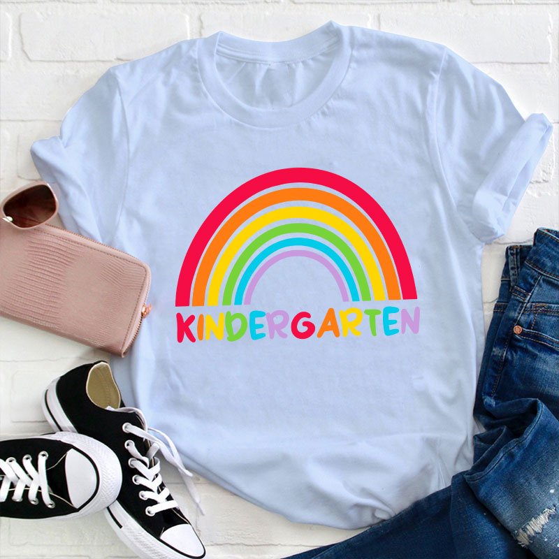 Personalized Grade Rainbow Teacher T-Shirt