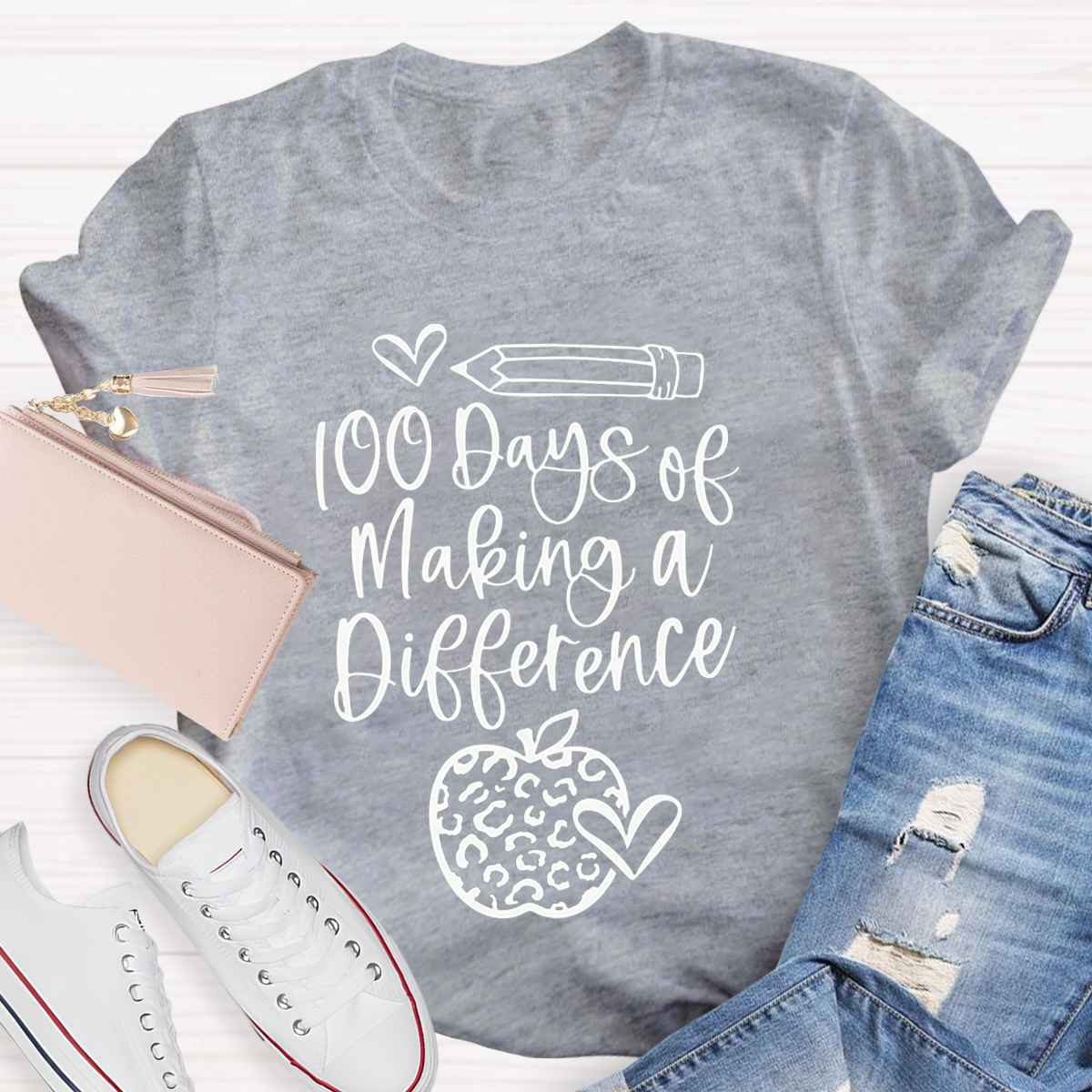 100 Days Of Making A Difference Teacher T-Shirt