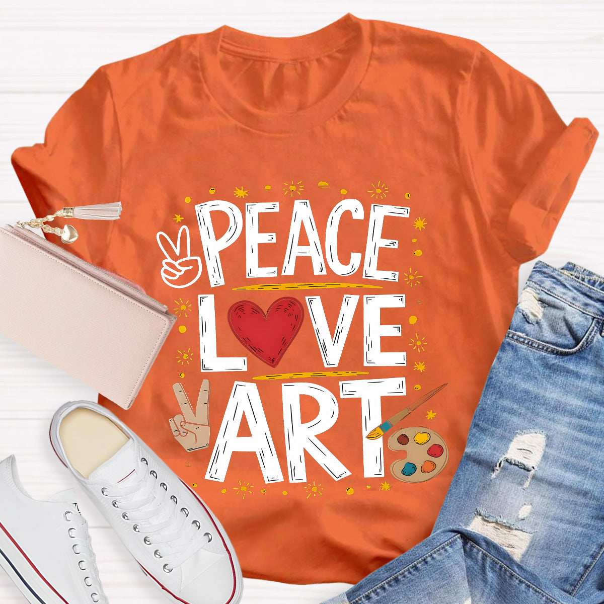 Peace Love Art Teacher T-Shirt