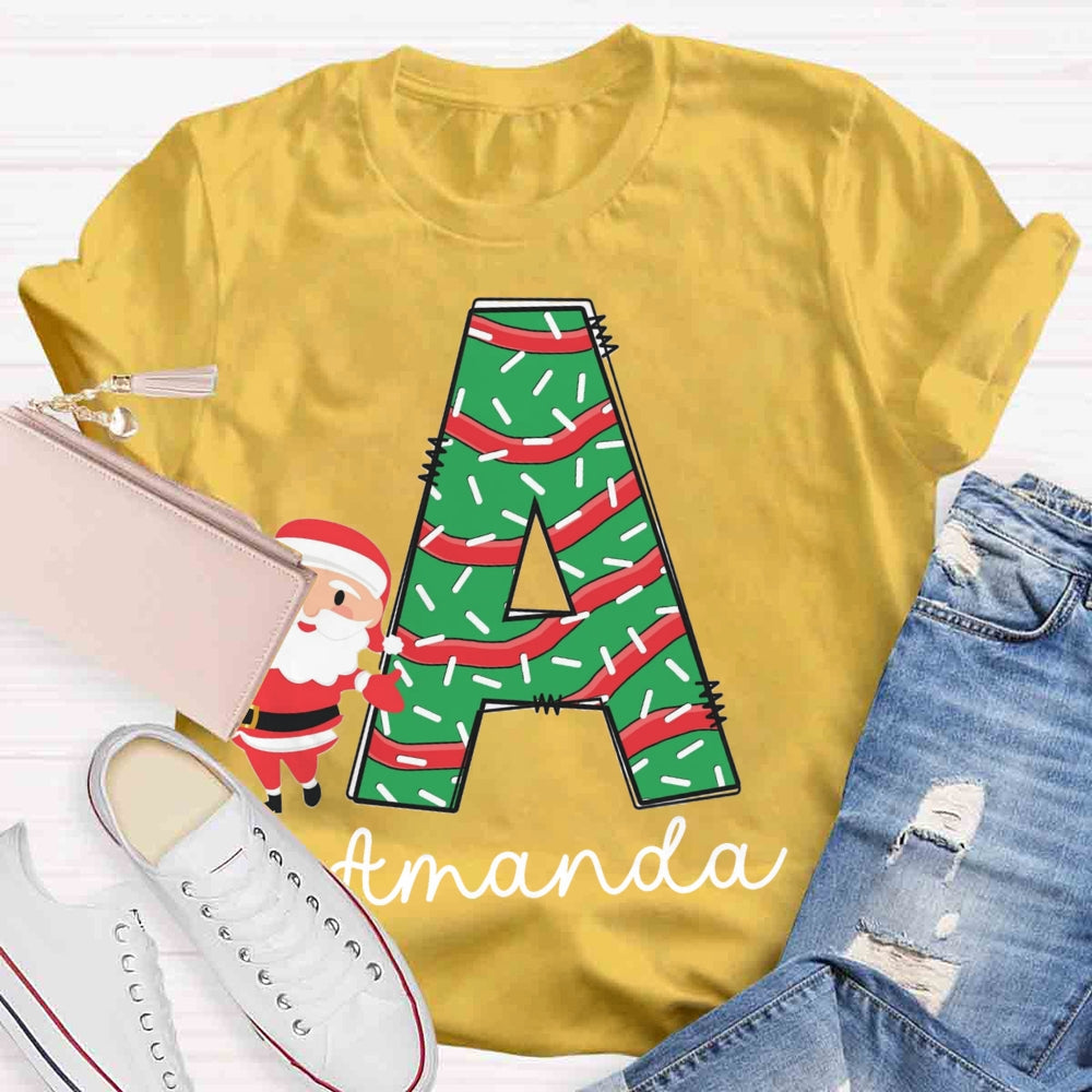 Personalized Name Initials Santa Claus T-shirt