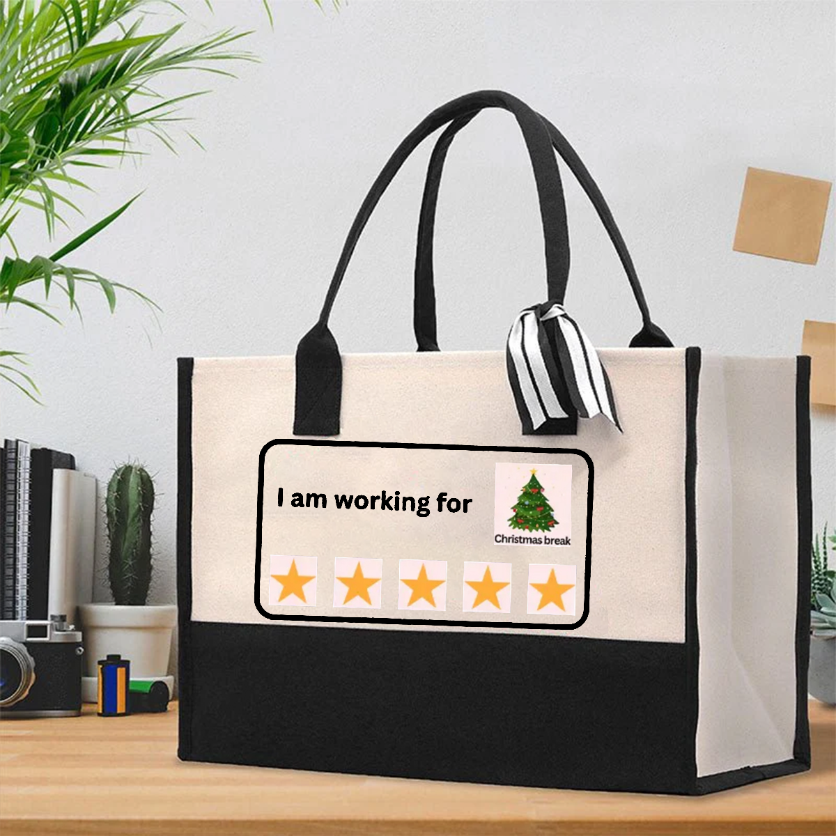 I Am Working For Christmas Break Cotton Tote Bag