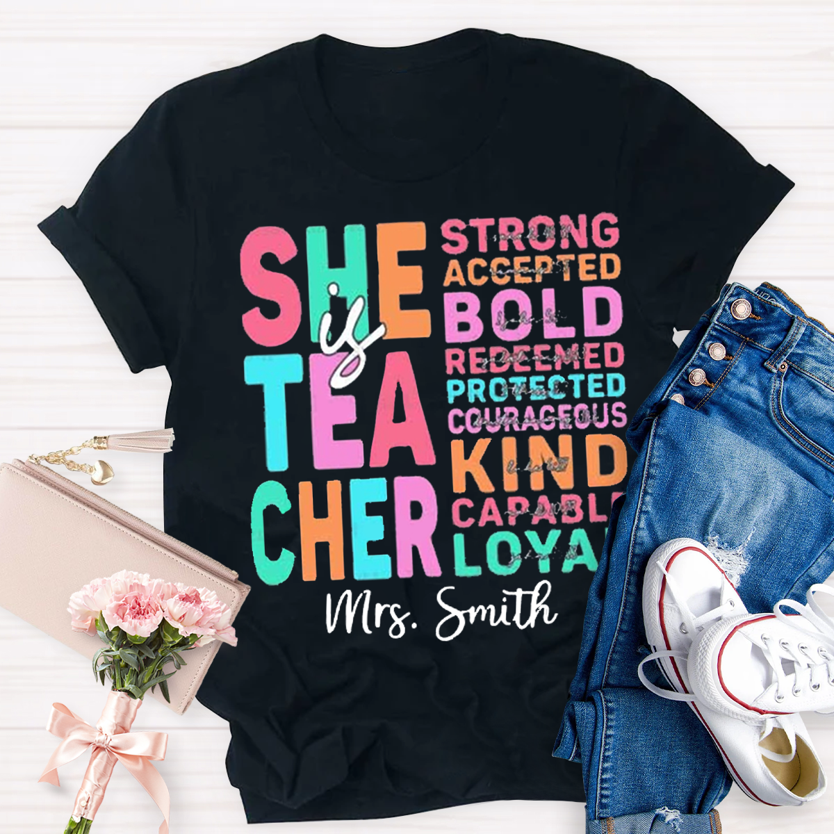 Personalized Name Teacher is Strong Kind T-shirt