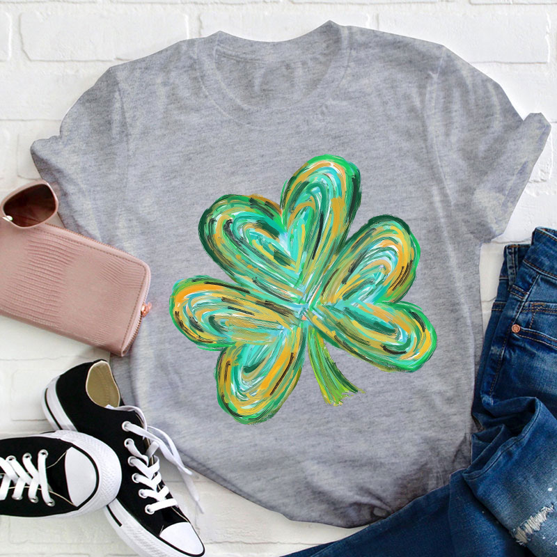 Colorful Clover St Patrick's Day Teacher T-Shirt