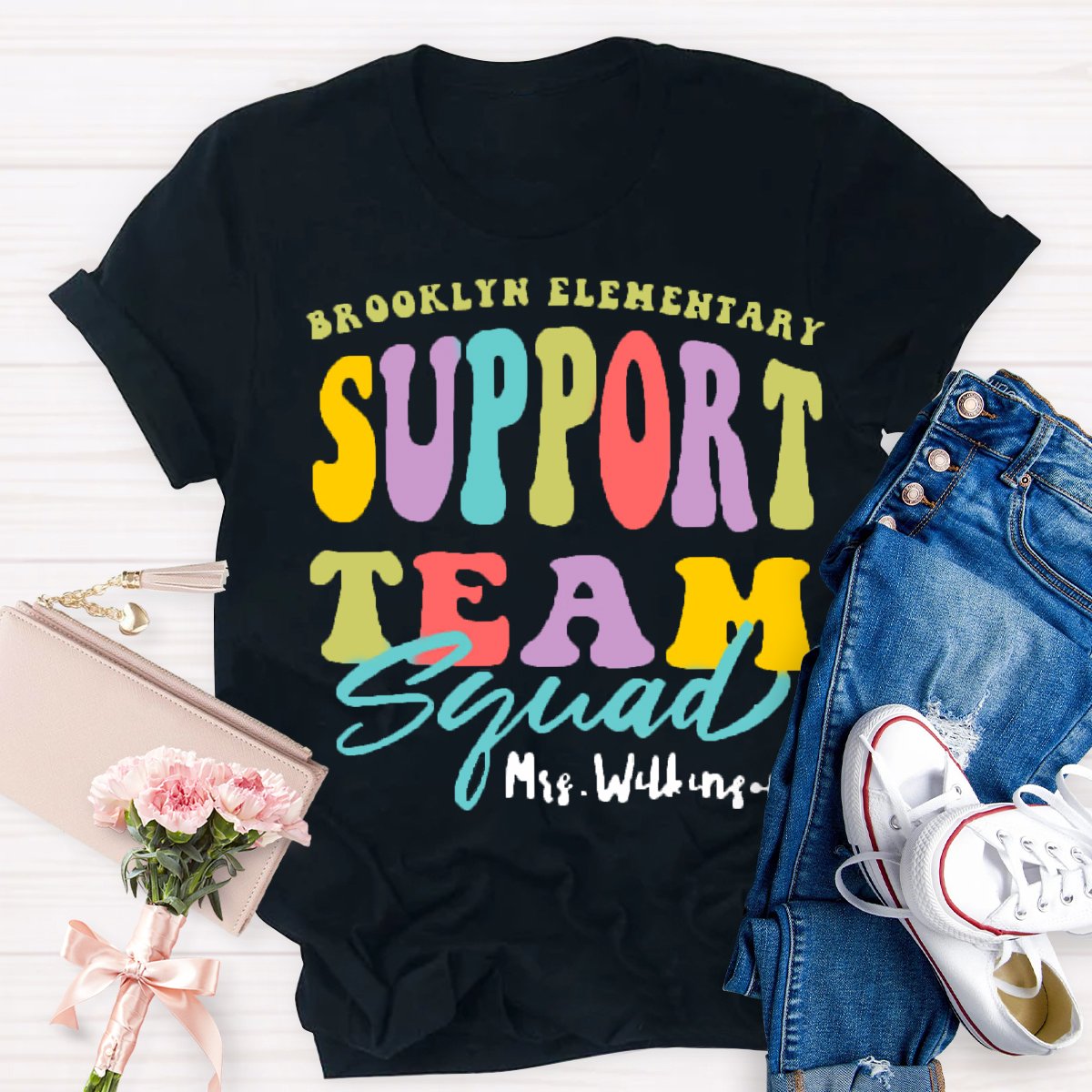 Personalized School Name And Teacher Name Support Squad Shirt